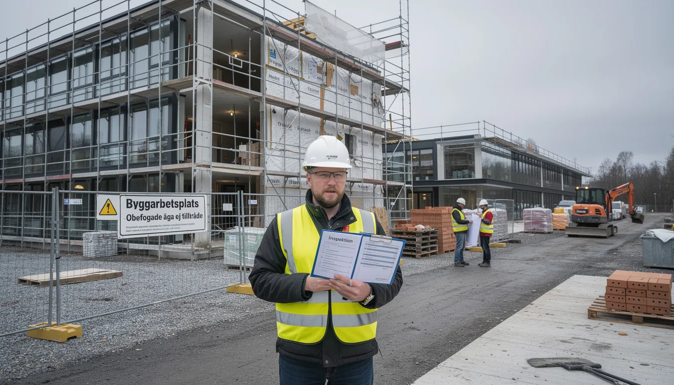 En besiktningsman inspekterar ett hus för att identifiera eventuella fel och ge råd till företaget om vad som behöver åtgärdas. Inspektionen hjälper till att säkerställa att fastigheten är i rätt skick innan en eventuell renovering eller försäljning.