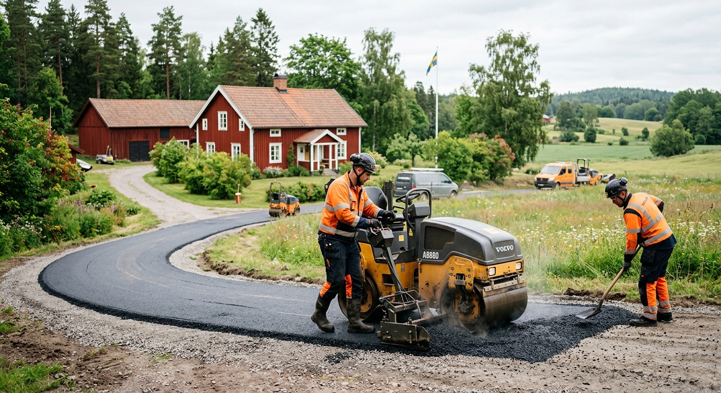Asfaltering pris 2026 – kostnad per m² för uppfart och väg