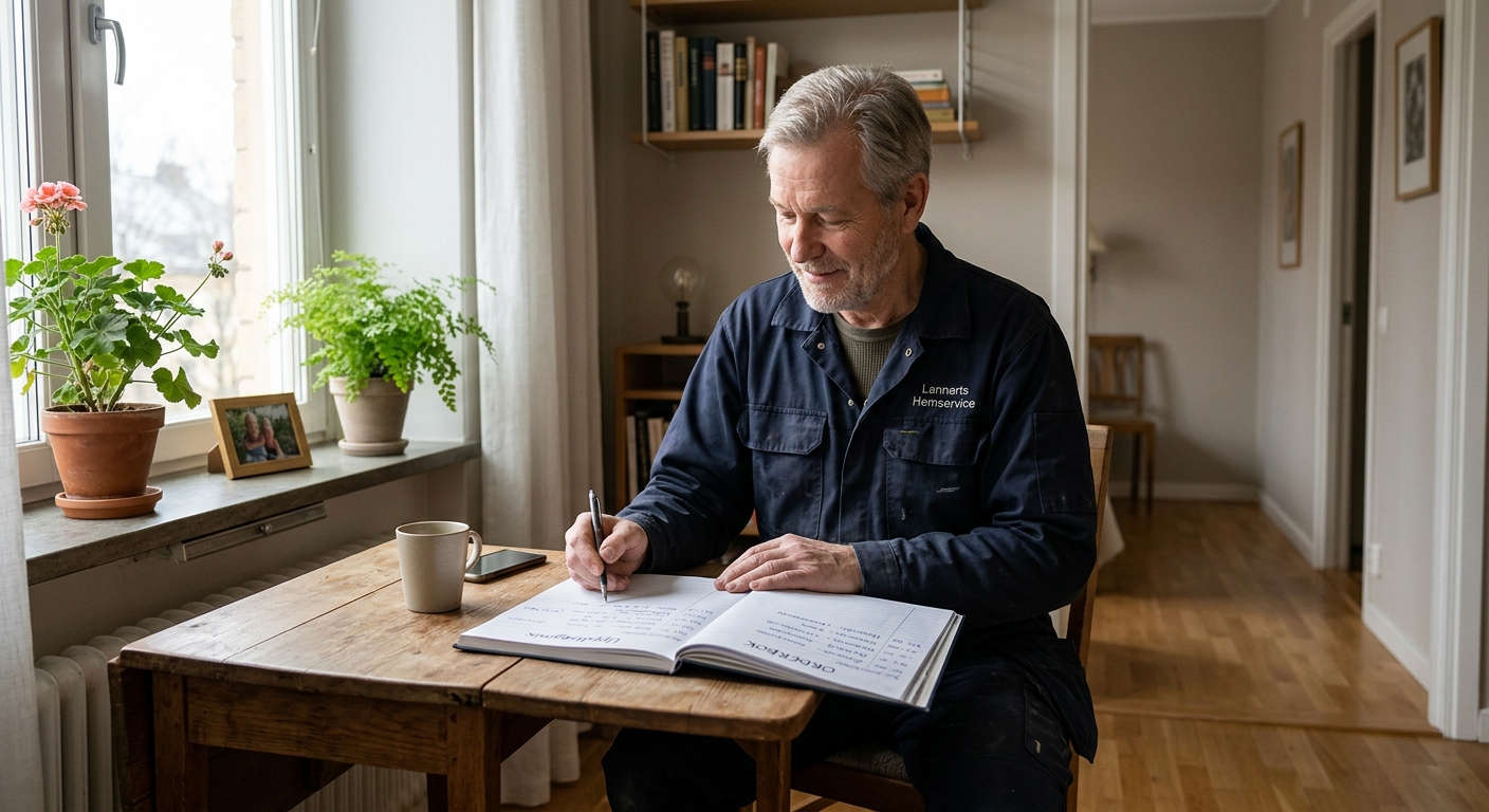 Flyttledare som planerar rutter, personal och kommande flyttuppdrag i en kalender