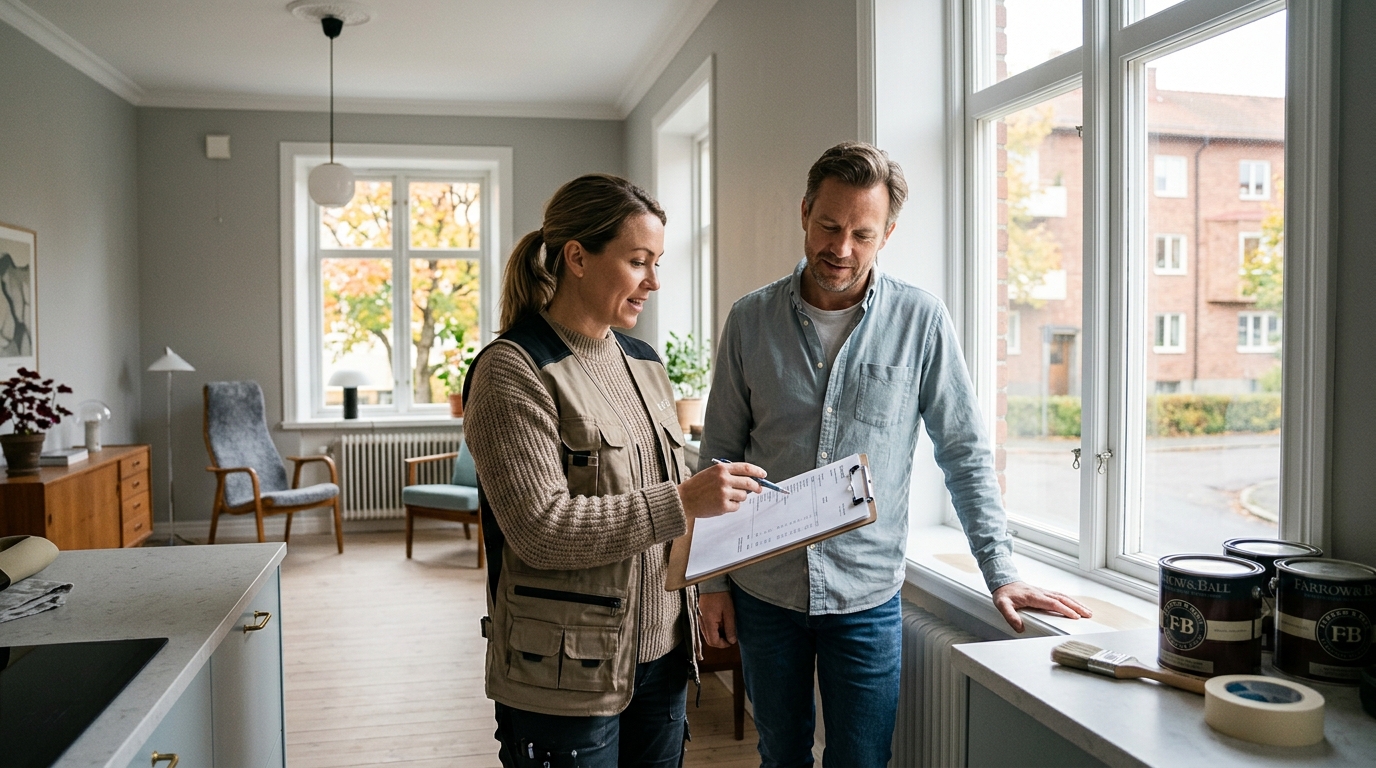 Ventilationstekniker som rengör en ventilationskanal med roterande borste