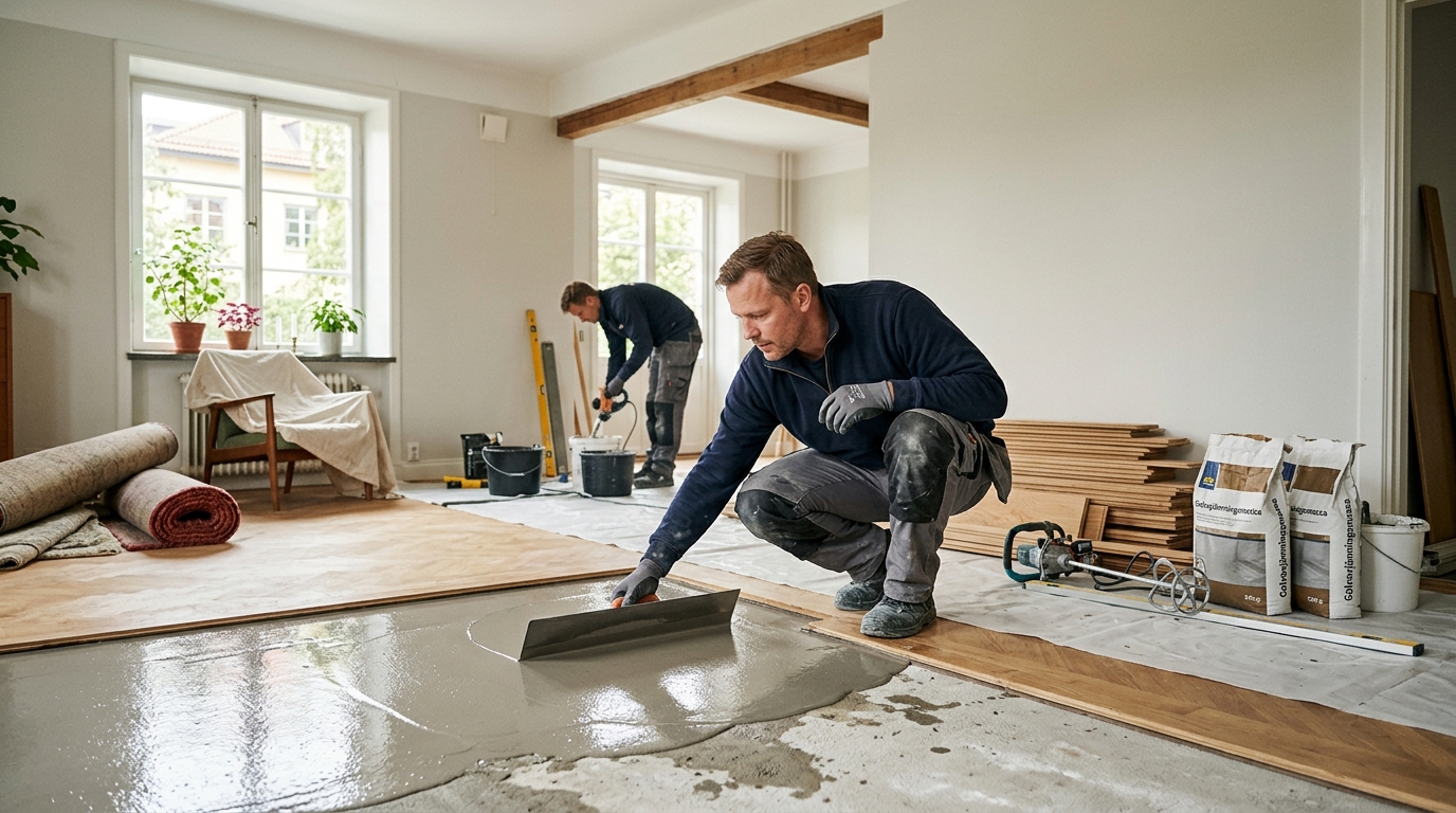 Golvavjämning pris 2026 – så räknar du på material och arbete