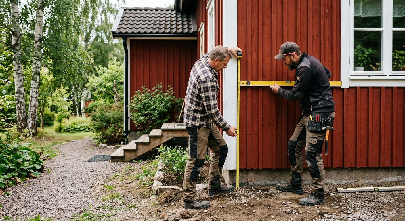 Uppmätning av höjd och avstånd för planerad altan