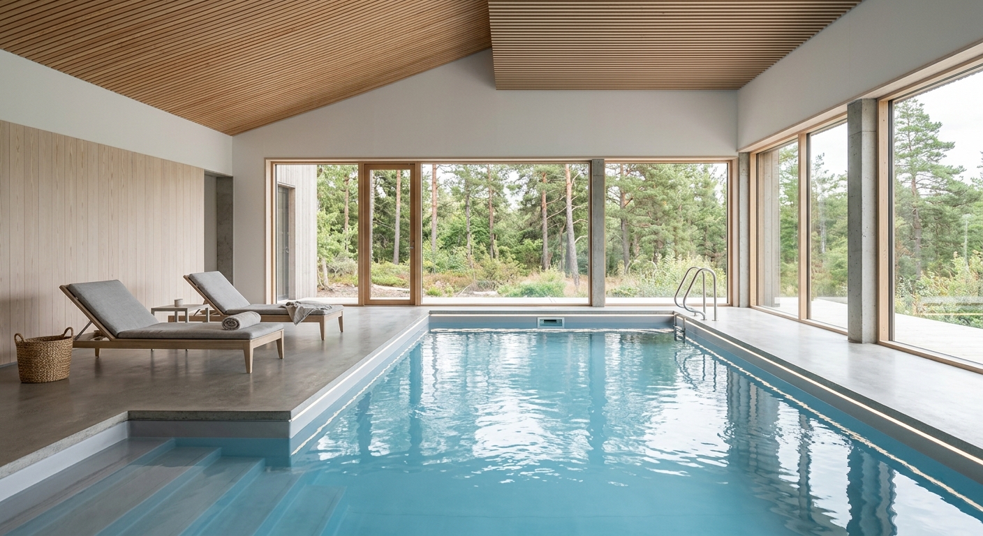 Inomhuspool med liner