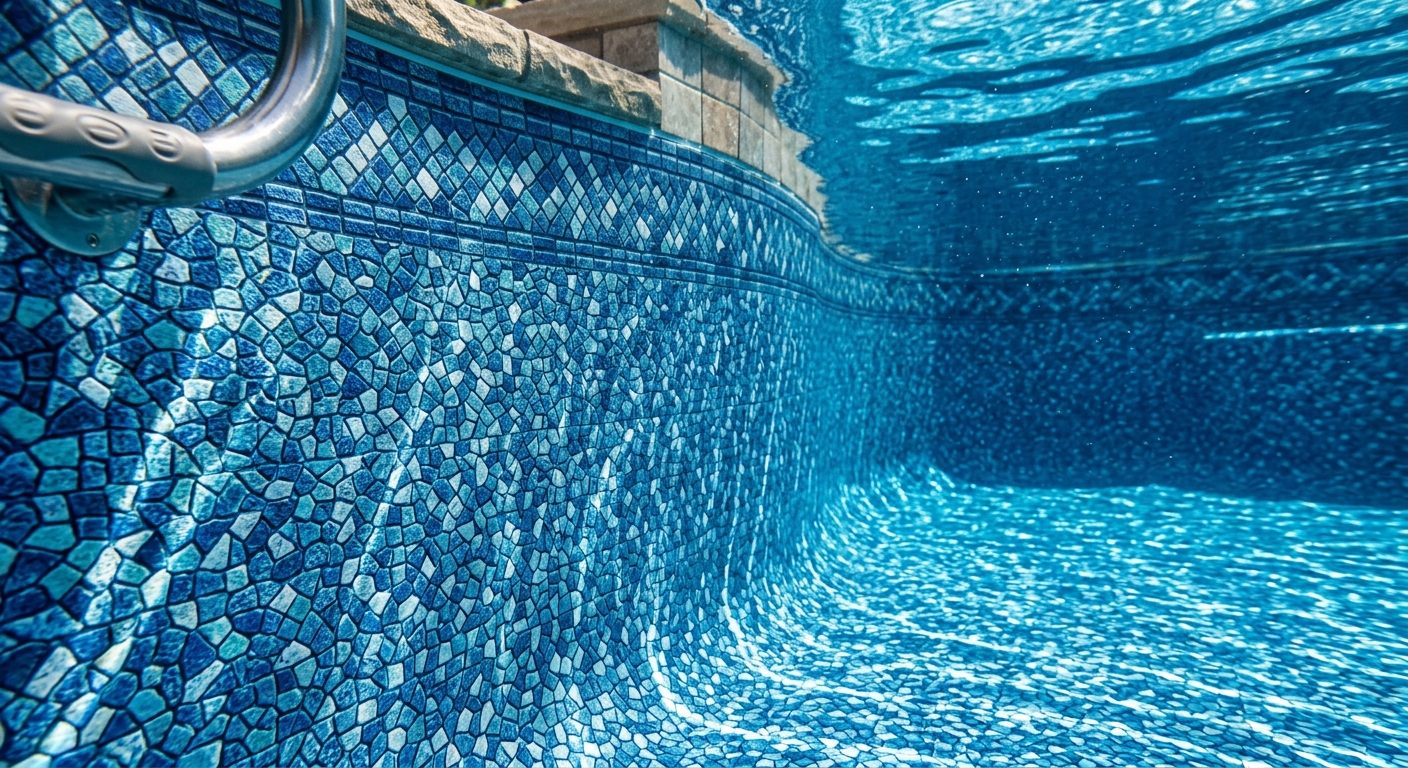 Mönstrad poolliner med tydlig bottenstruktur