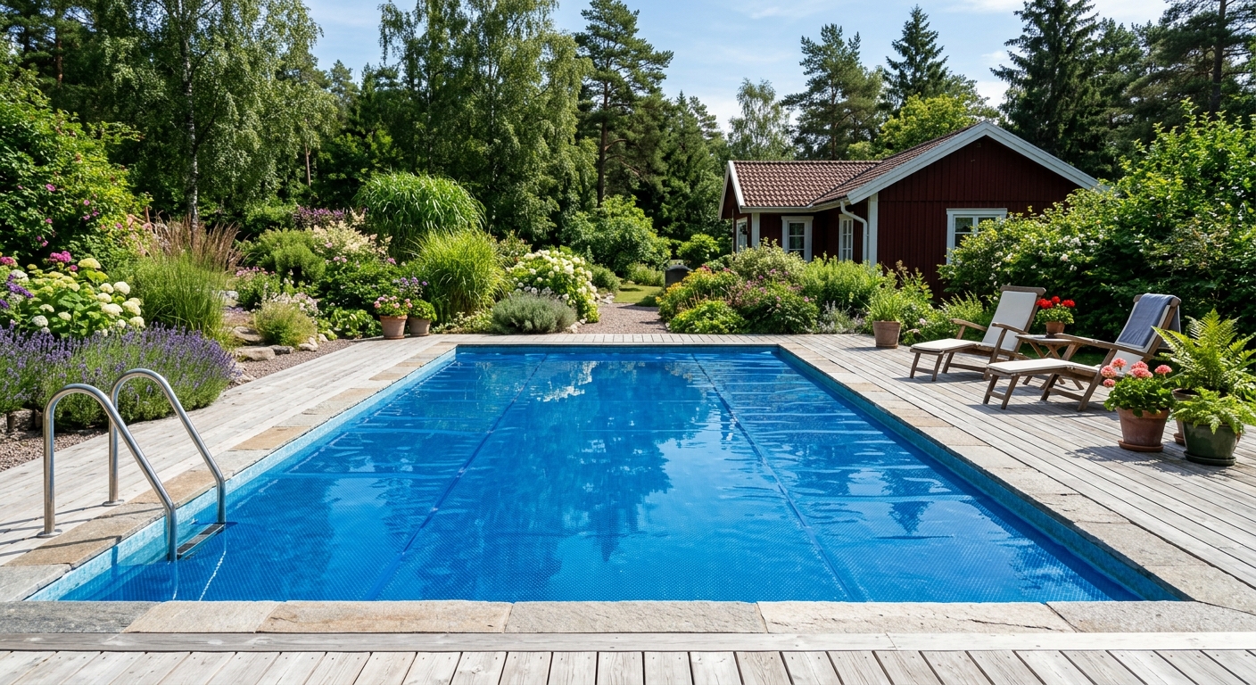 Solfolie på poolvatten