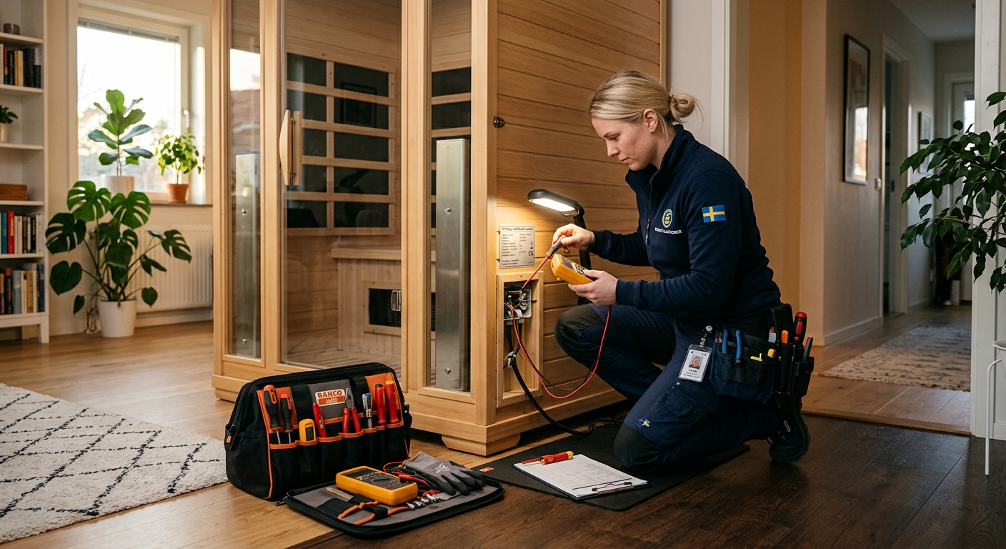 Kontroll av elanslutning till en infraröd bastukabin