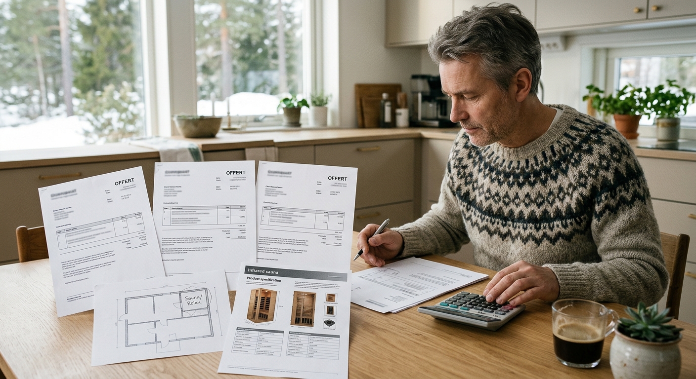 Jämförelse av offerter för infraröd bastu och installation