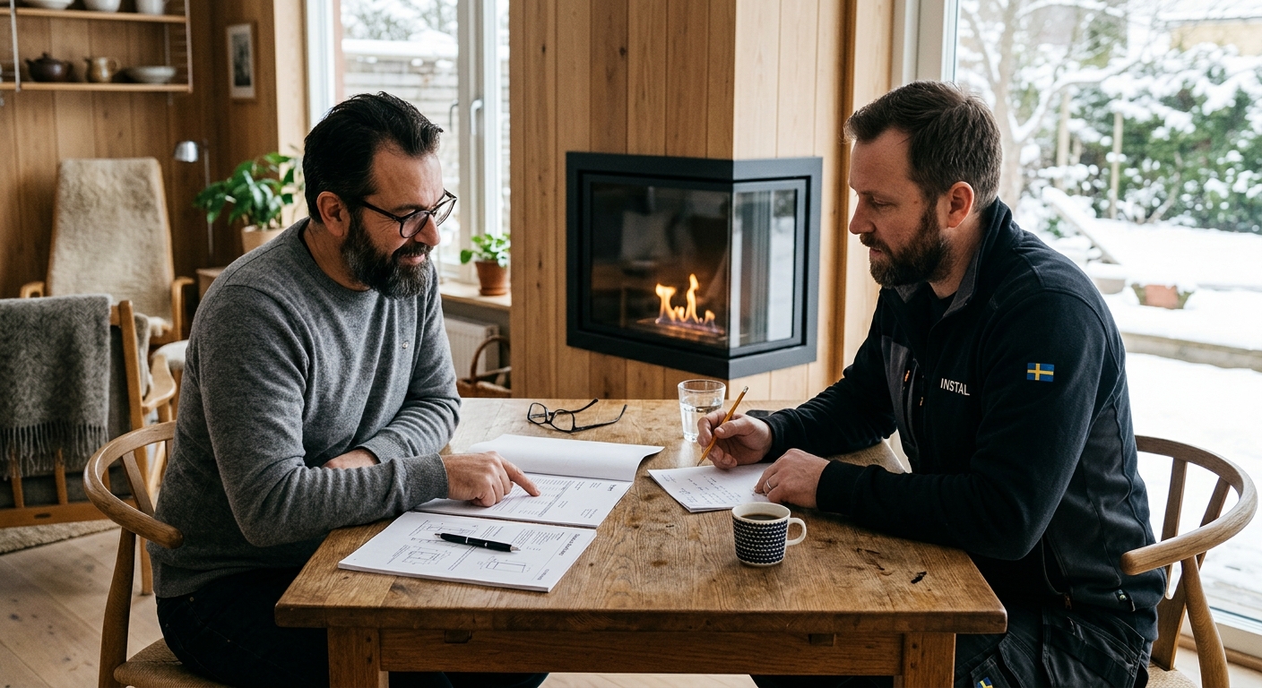 Husägare jämför specificerade offerter för installation av etanolkamin