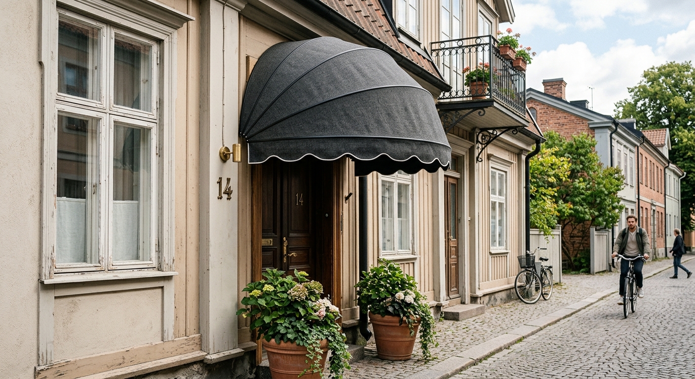 Korgmarkis över en elegant entré
