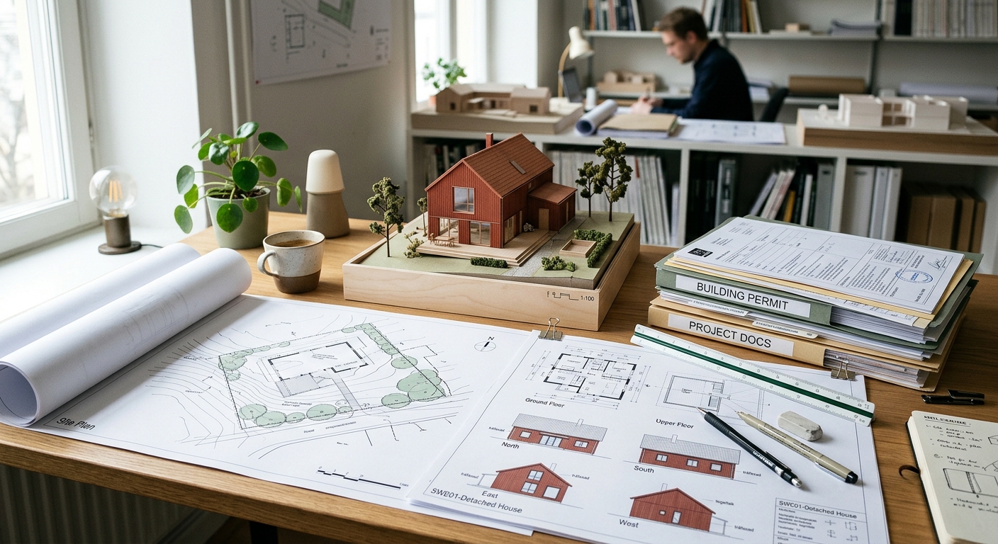 Ritningar och bygglovshandlingar för ett nytt småhus