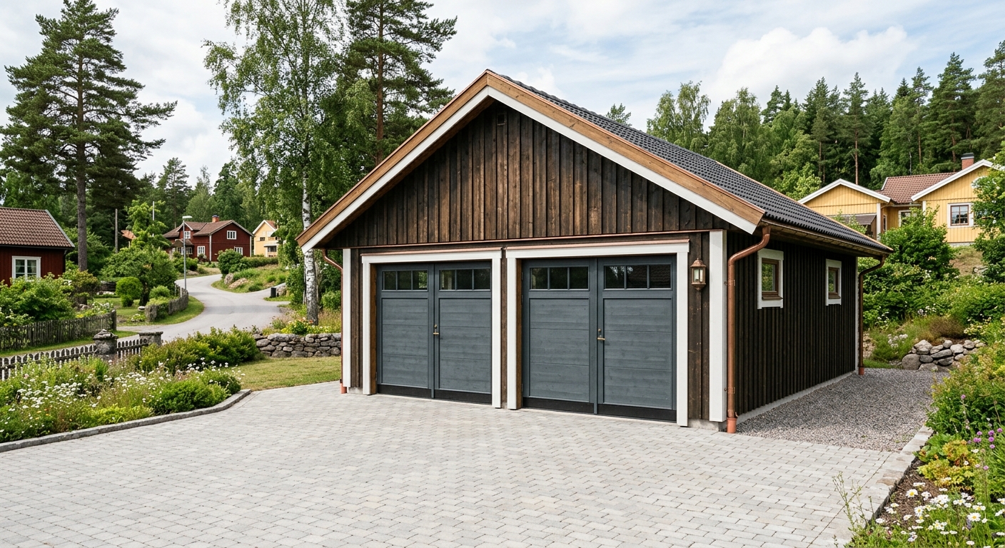 Dubbelgarage med två separata portar