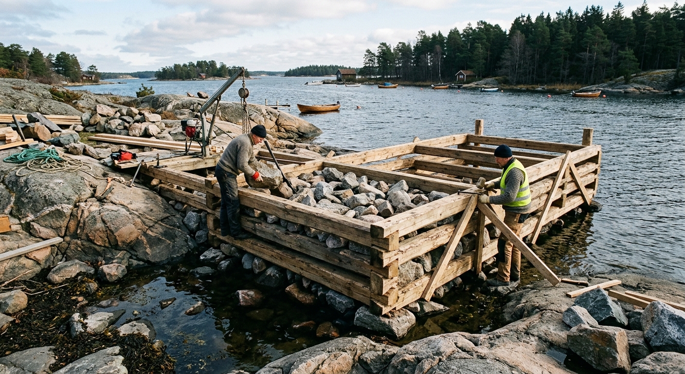 Traditionell stenkista vid strand