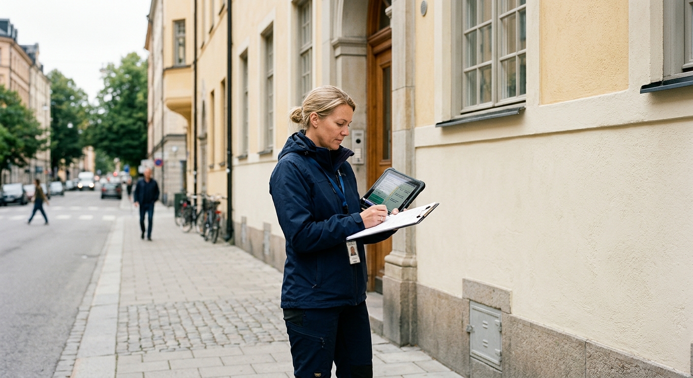Dokumentation av färdigbehandlad fasad med klotterskydd