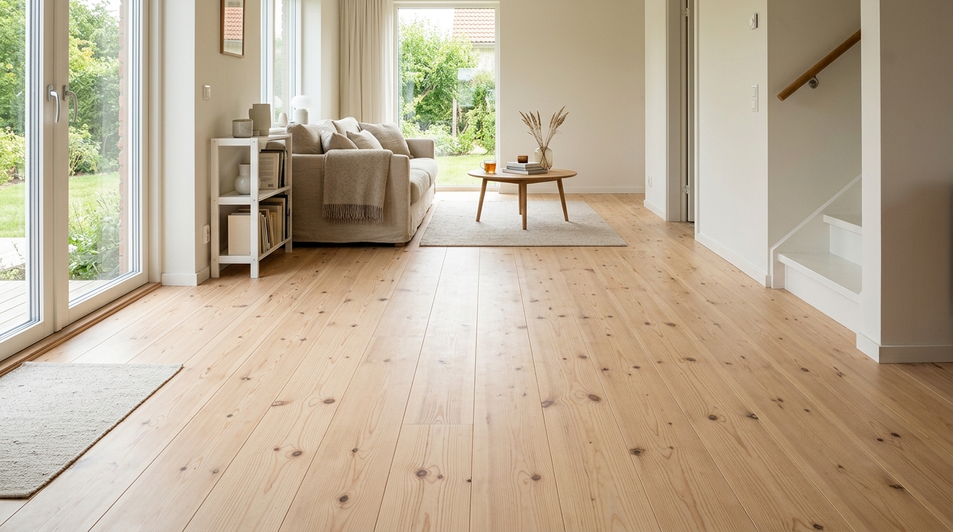 Ljust oljat furugolv med naturlig matt finish