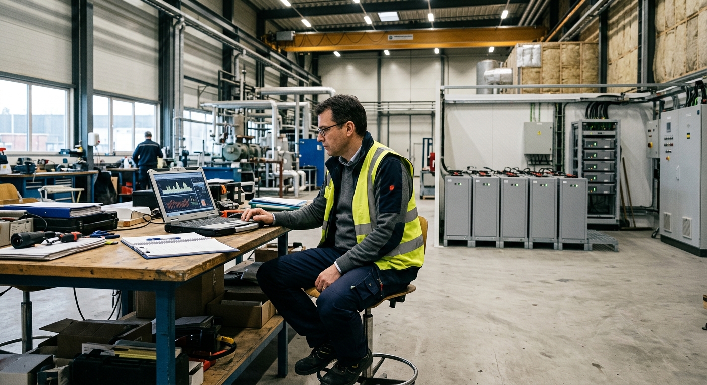 Illustration för Batterilager företag