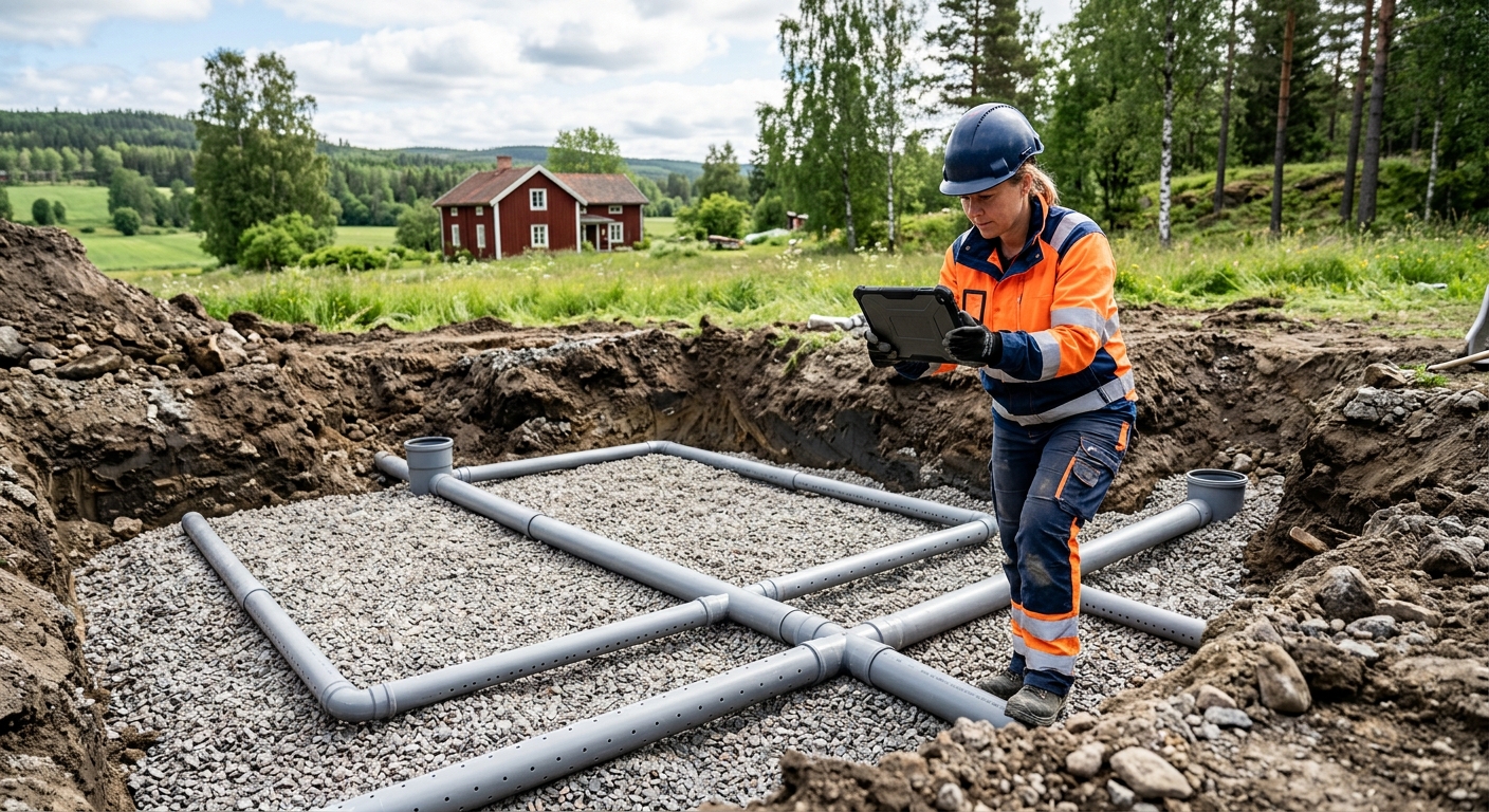Dokumentation av nyinstallerade avloppsrör innan återfyllning