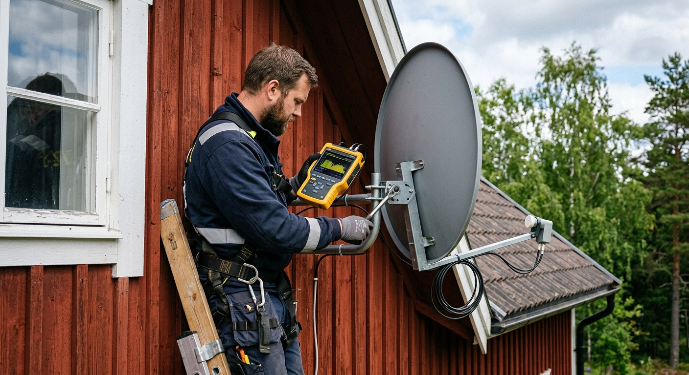 Parabol monterad på husfasad