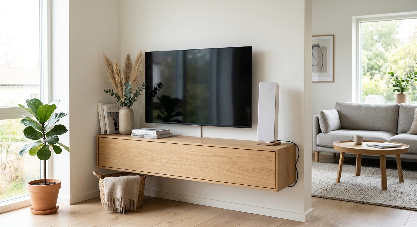 Kompakt inomhusantenn vid TV