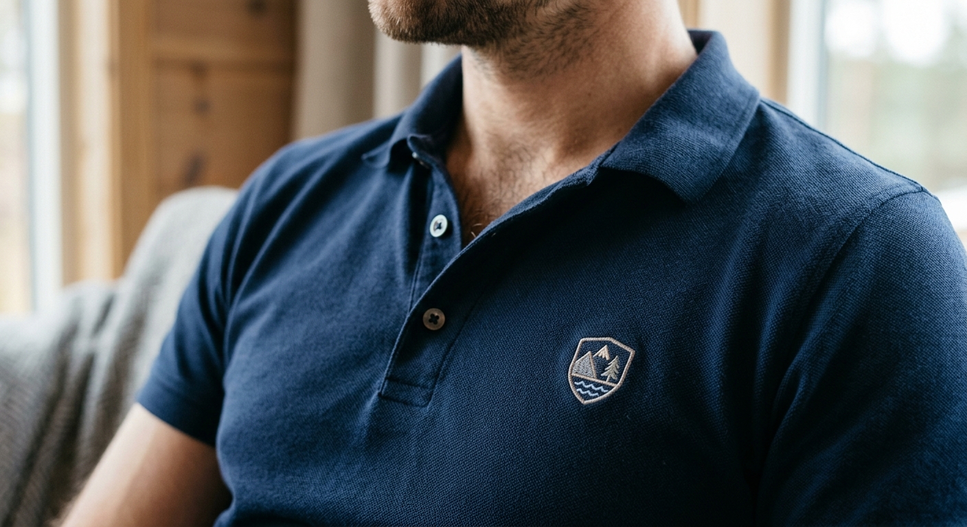 Pikétröja med liten broderad symbol