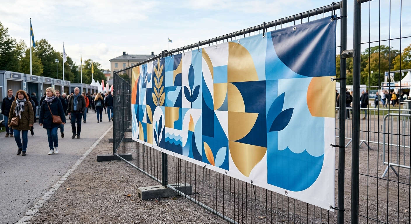 PVC-banderoll med öljetter vid utomhusevent