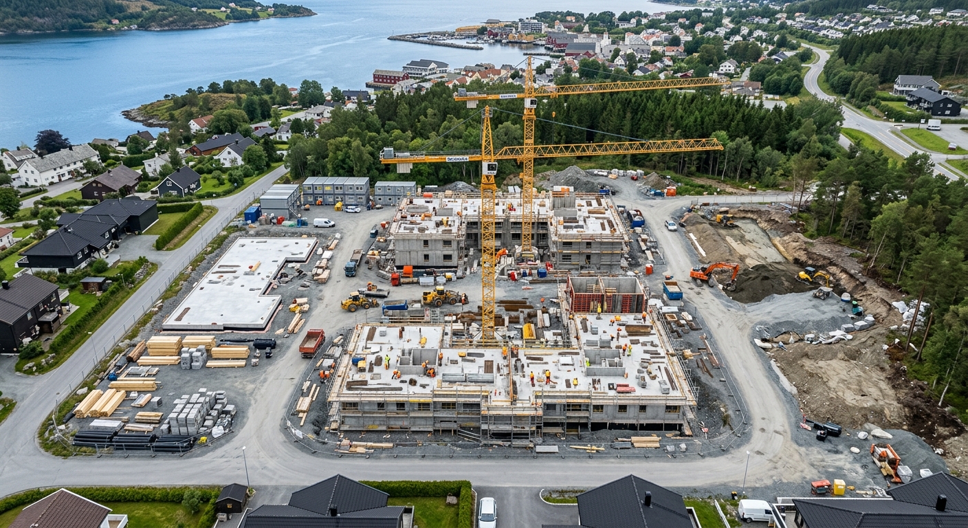 Drönarbild av byggarbetsplats