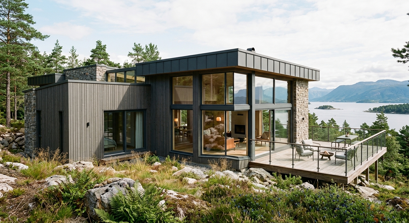 Aluminiumklädda fönster på modern villa