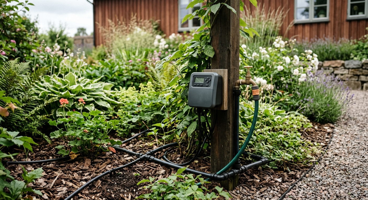 Styrenhet för automatisk bevattning i trädgård