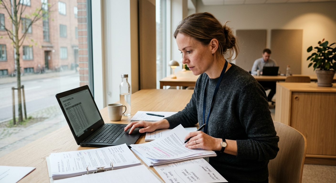 IT-revisor granskar behörighetsunderlag och kontrollbevis vid skrivbord