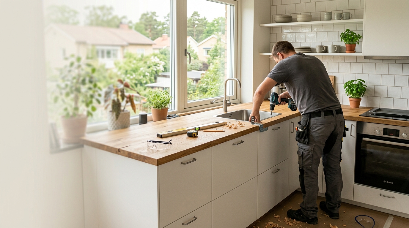 Illustration för Installation av bänkskiva