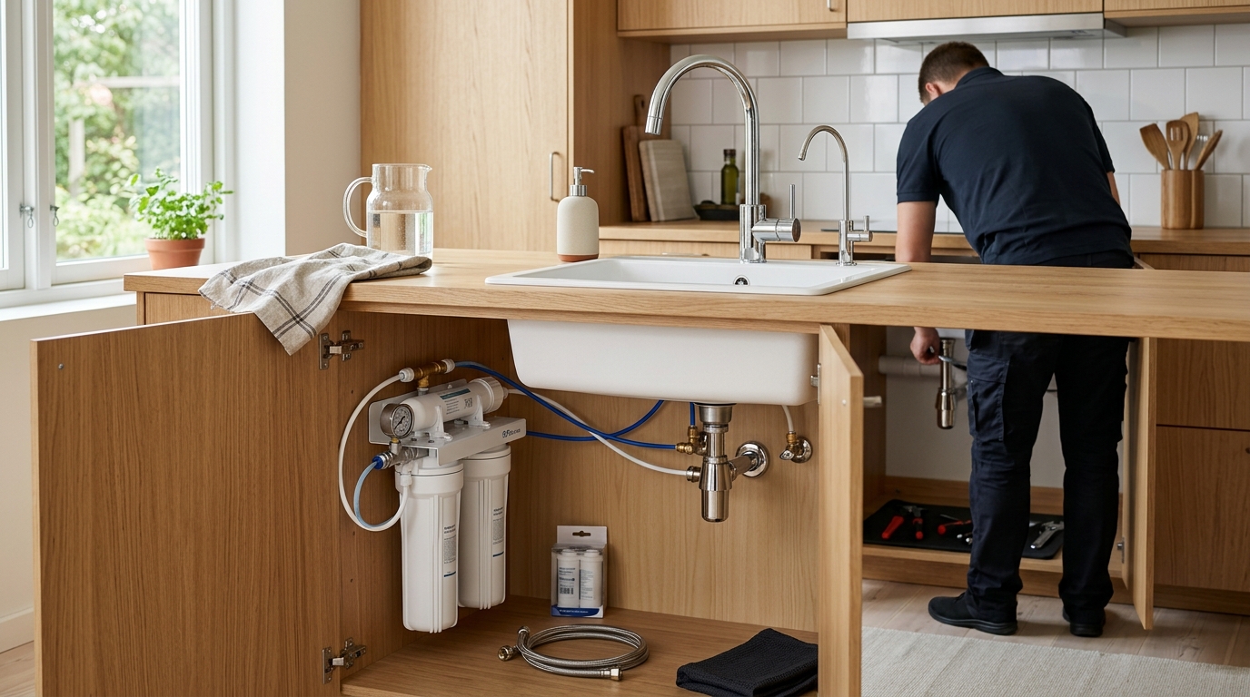 Illustration för Installation av vattenfilter