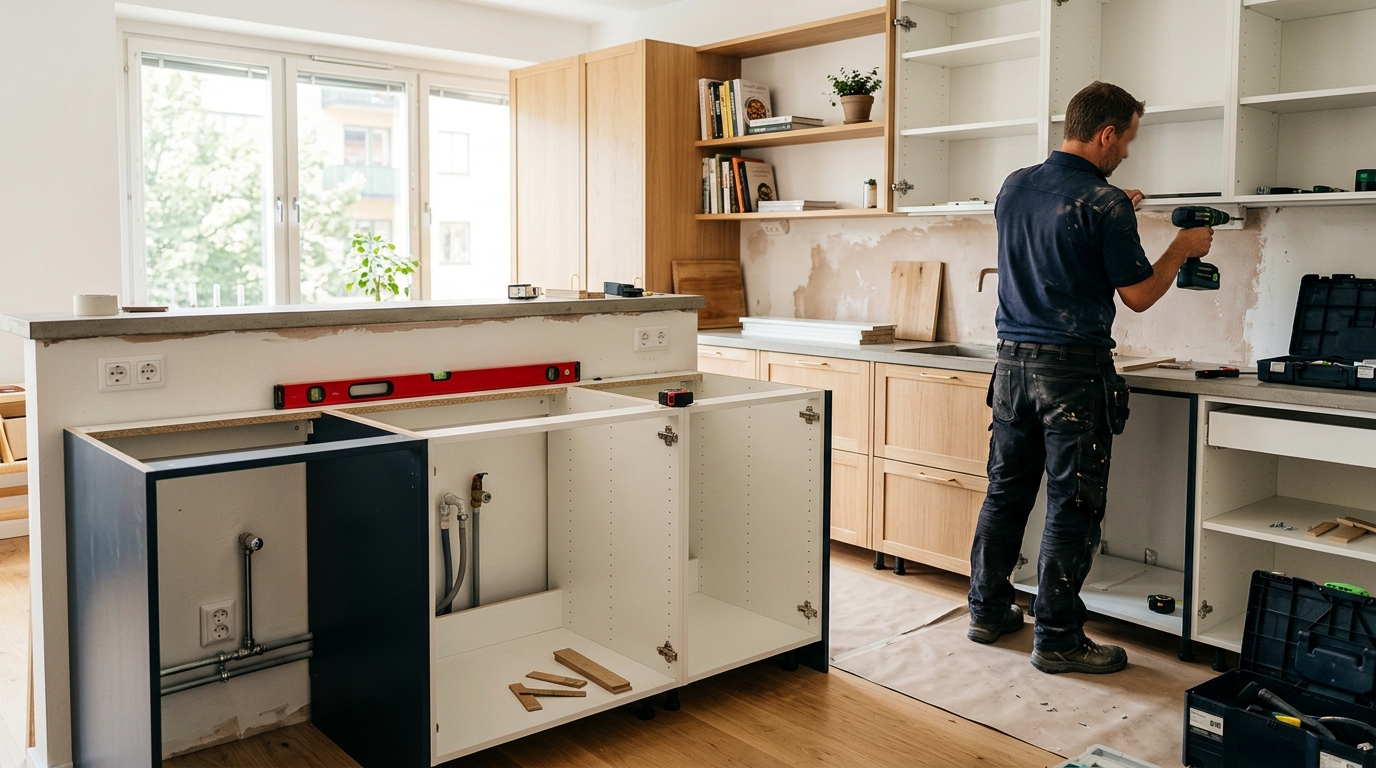 Illustration för Montering av köksstommar