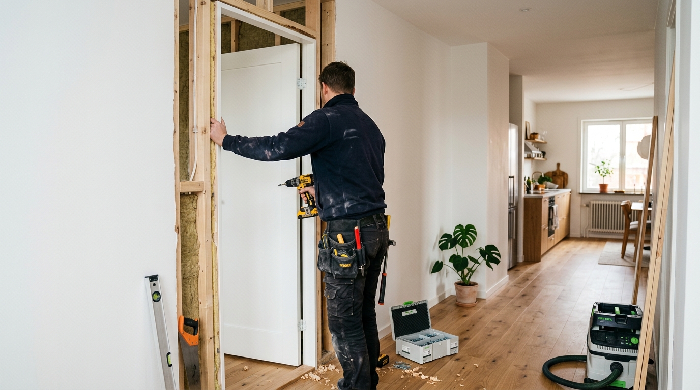 Illustration för Montering av innerdörrar