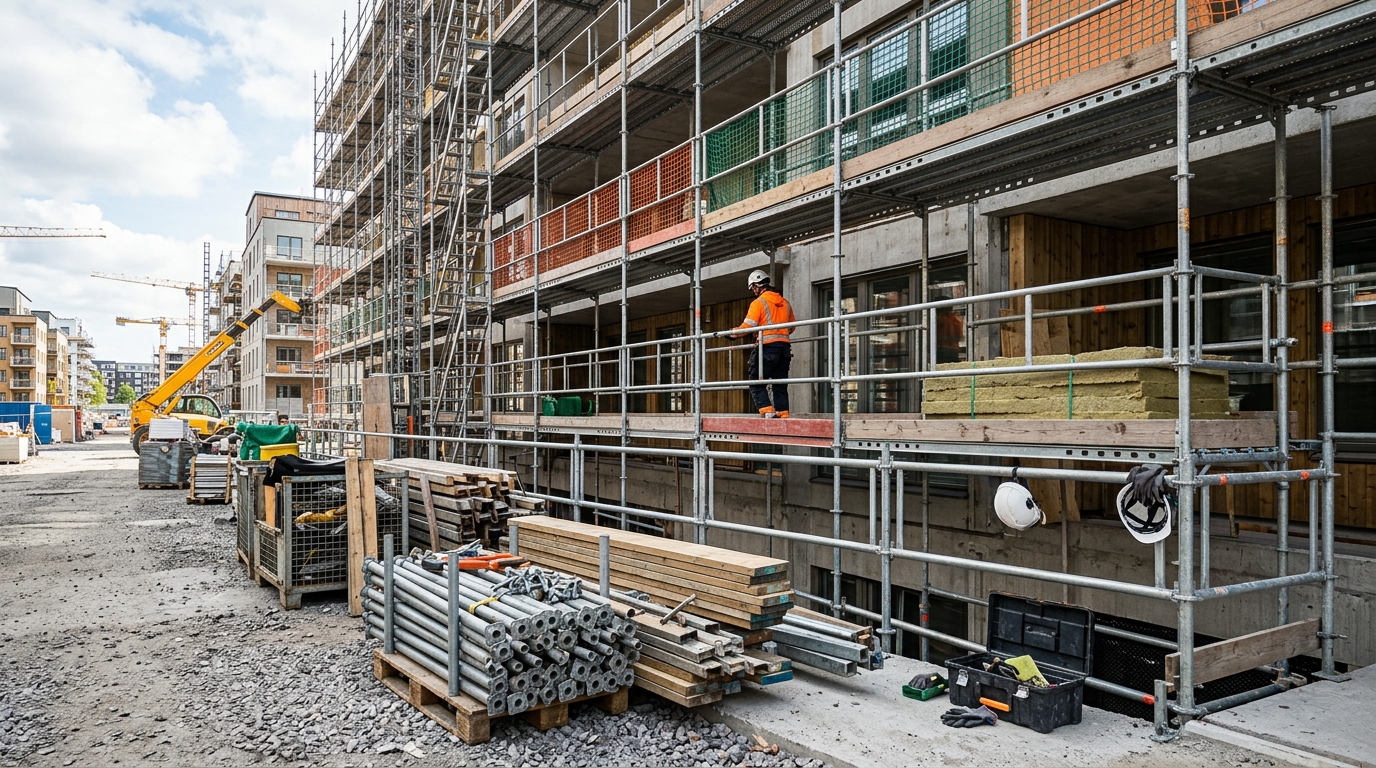 Illustration för Ställning och Bygglogistik