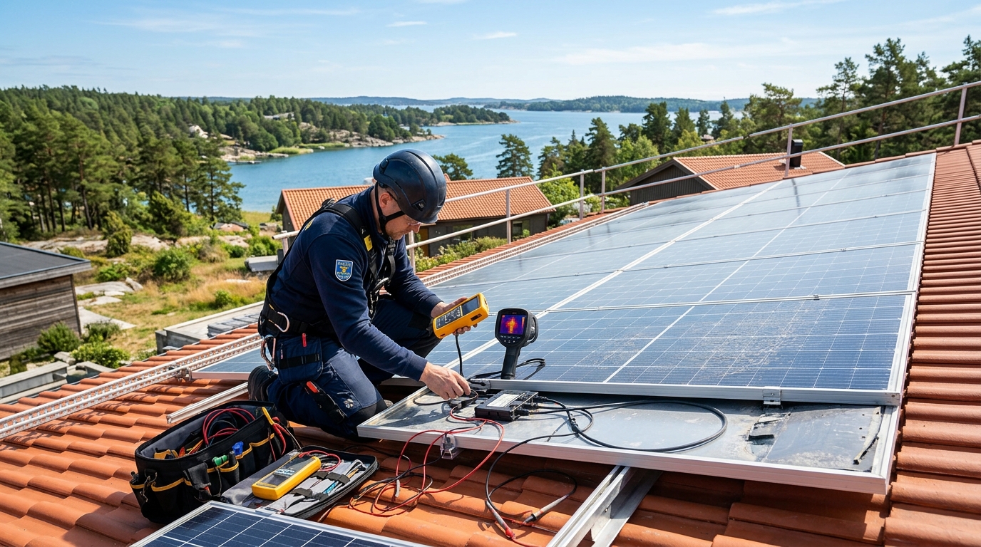 Illustration för Felsökning solceller