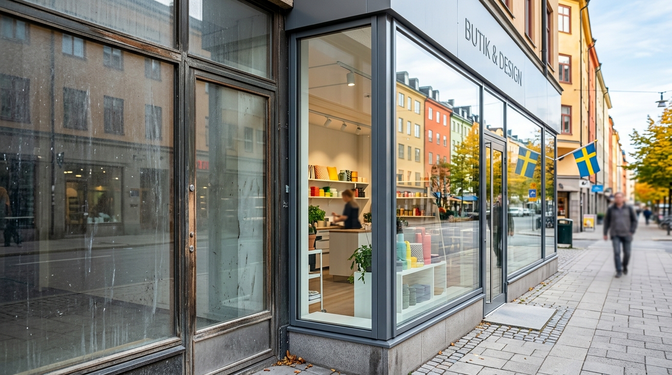 Illustration för Butiksfasad i glas