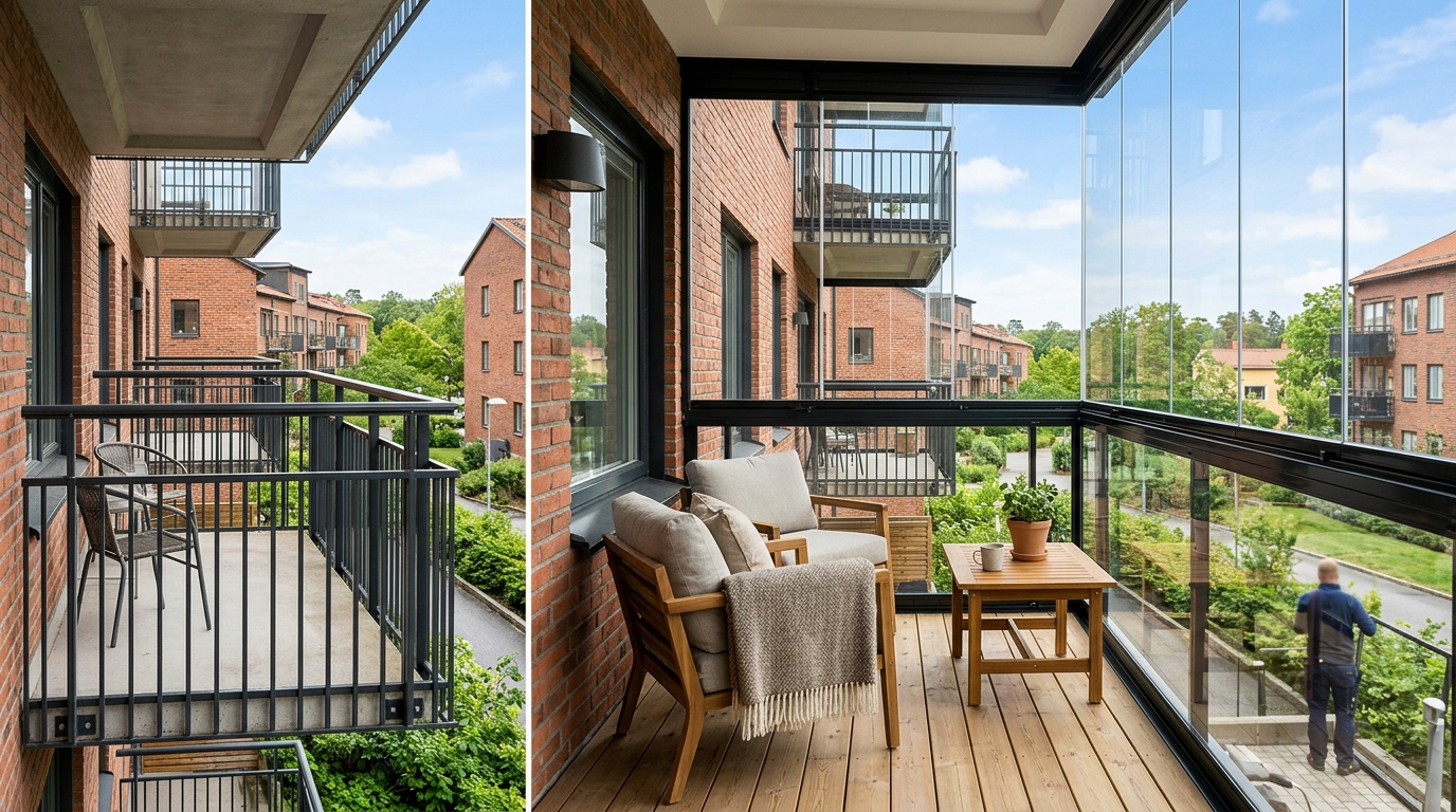 Illustration för Inglasning av balkong