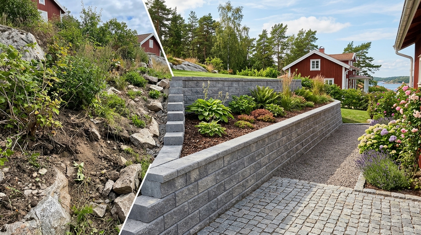 Illustration för Stödmur