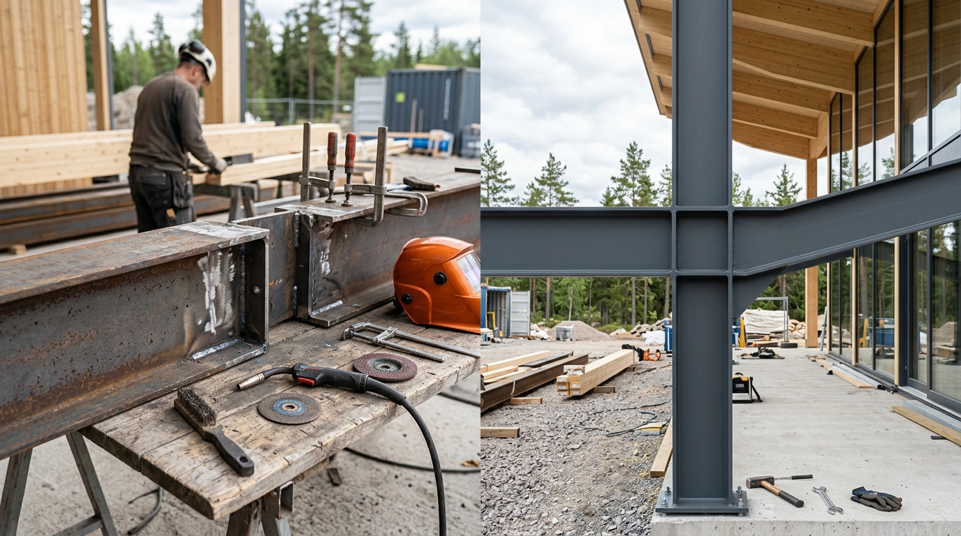 Illustration för Balkar och pelare