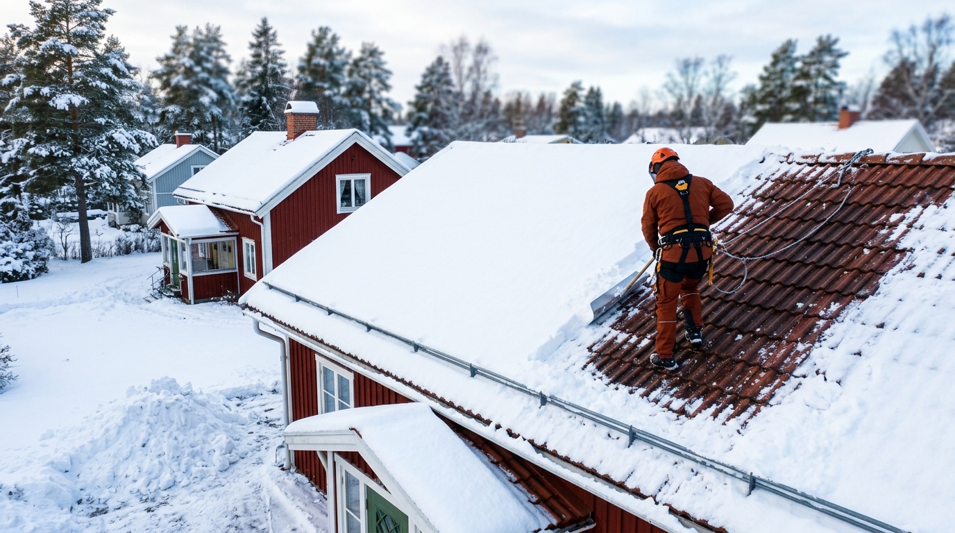 Illustration för Snöröjning tak