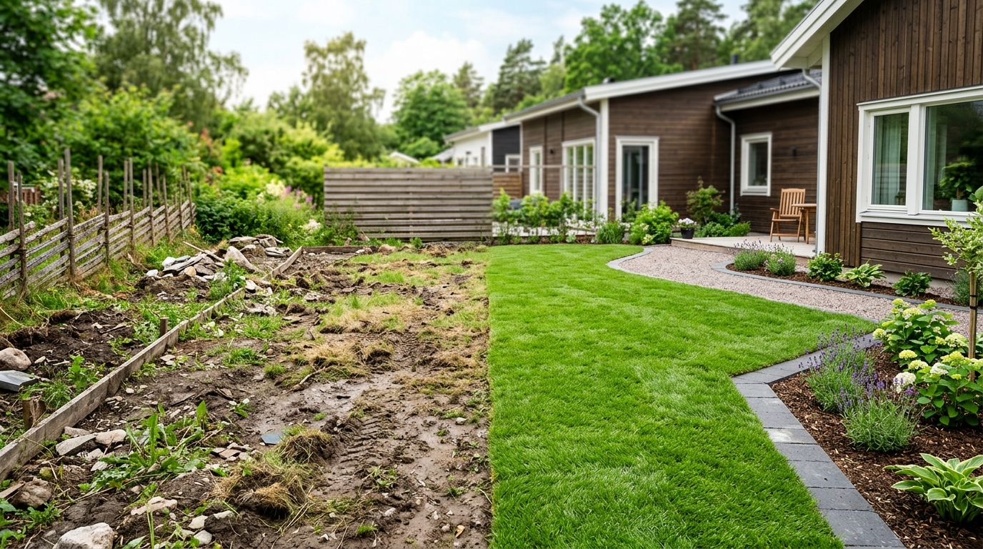 Illustration för Anläggning av gräsmatta