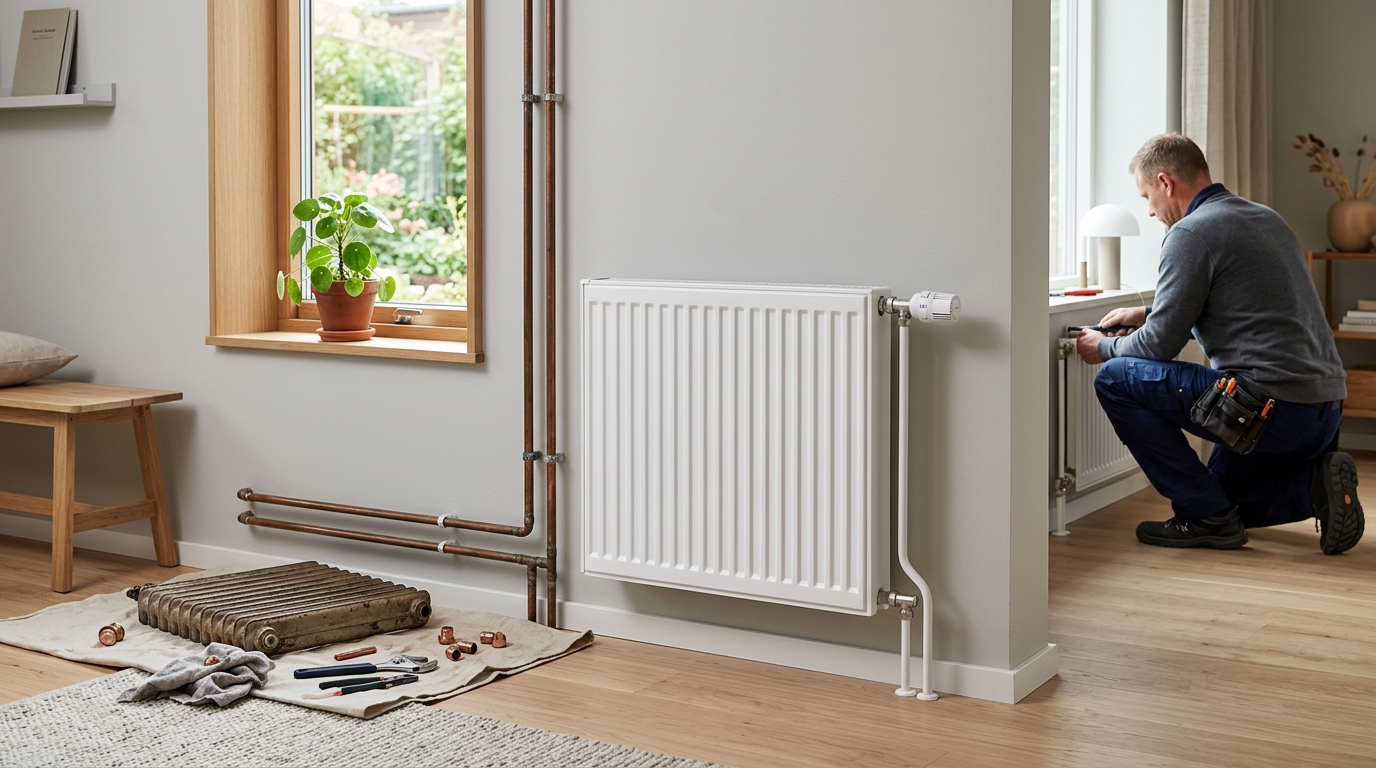 Illustration för Installation av radiatorer