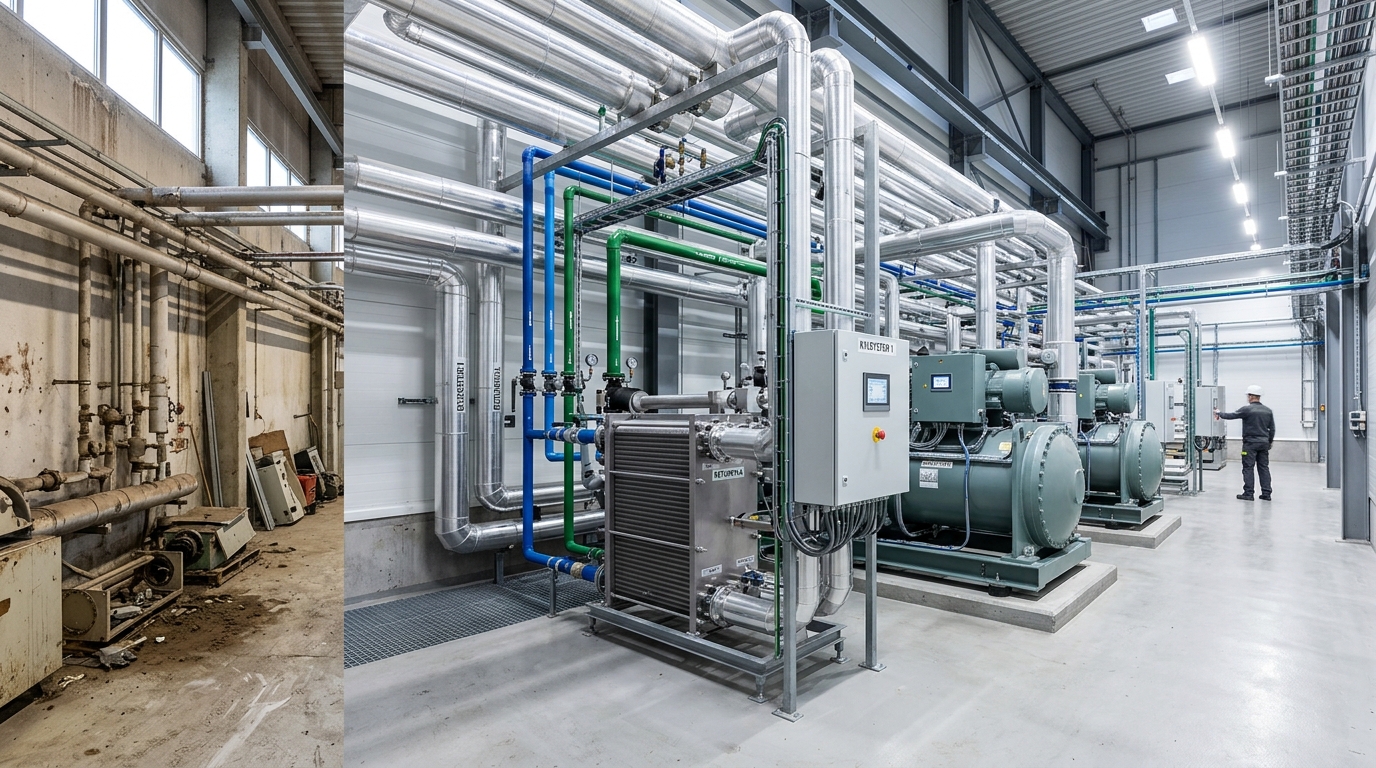 Illustration för Installation av industriella kylsystem