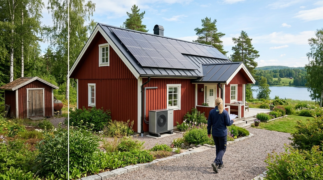 Illustration för Hybridlösningar värmepump och sol