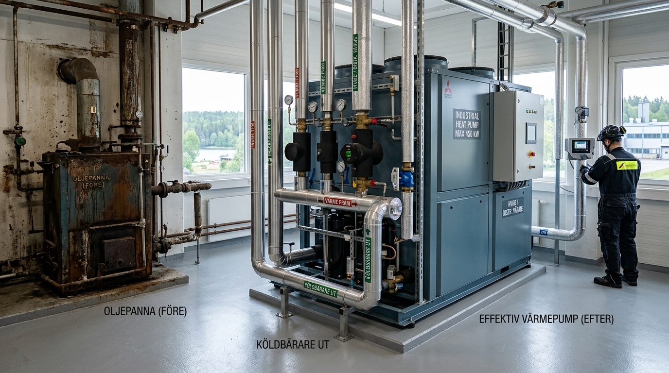 Illustration för Industriella värmepumpar