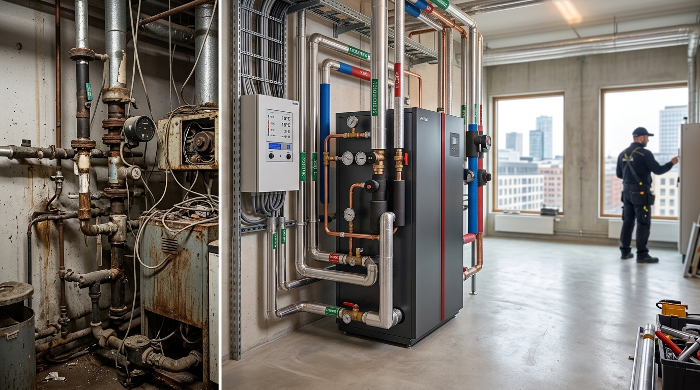 Illustration för Kyla och värme i större fastigheter